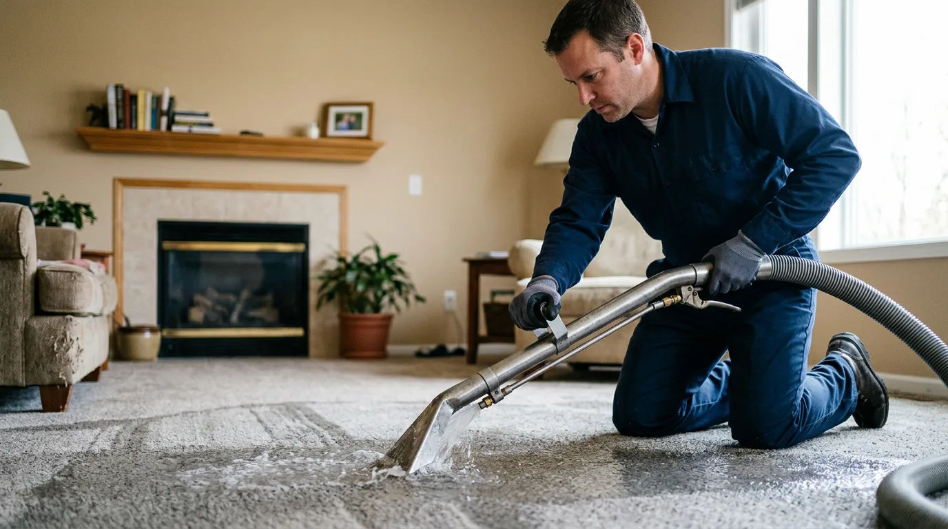 Water damage restoration technician working near Stigler, OK